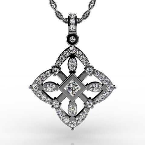 18k White Gold Pendant 1.249ct - 2300693-18kw